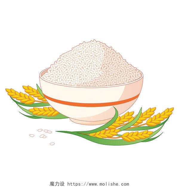 卡通水稻米粒米饭大米元素PNG素材矢量插画